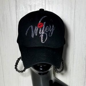 Wifey with Sexy Red Lips on Fitted Adj. Cap.